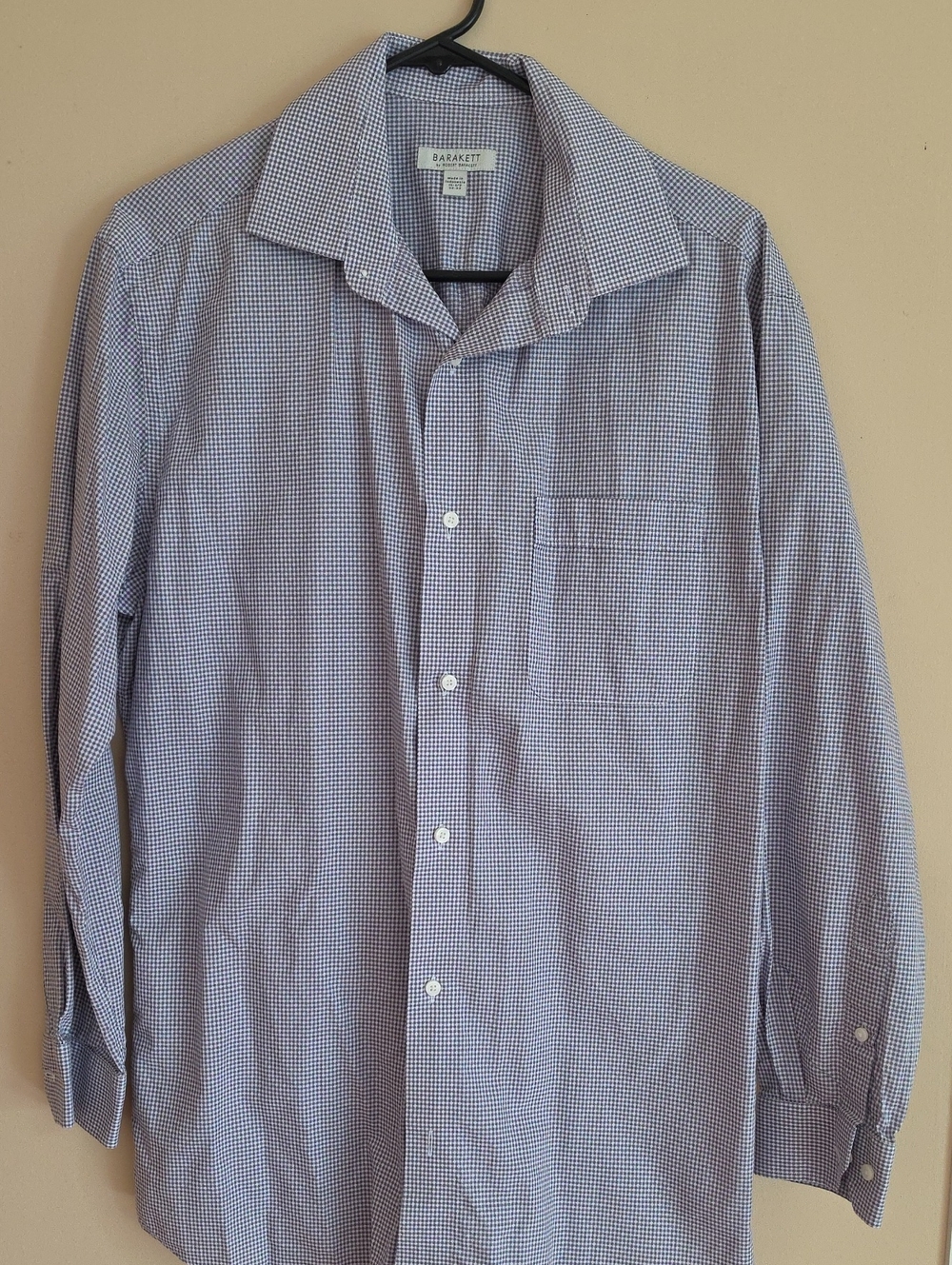 Men's Slim-Fit Micro-Check Dress Shirt in Light Blue